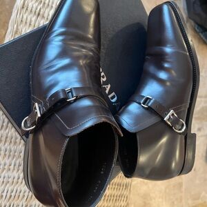 Prada Men's Dark Brown Leather Chukka Boots
